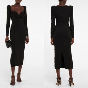 Alex Perry Corin Stretch Crepe Midi Dress Black